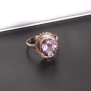Genuine Amethyst Silver Ring